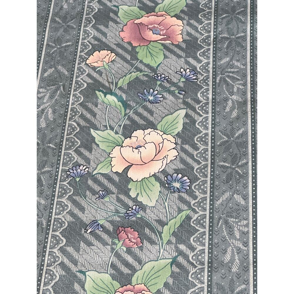 Vtg Margin Designs Fabric 102x56" Blue Pink Floral Bandana Striped Upholstery